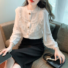 批发已出货2026春装小香风气质蕾丝衬衫小衫女长袖上衣白色通勤<b class='q'>职业</b>装