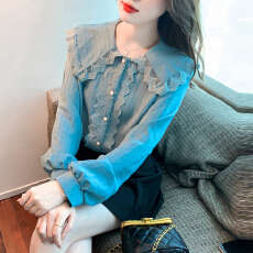 批发已出货2026春装新款<b class='q'>娃娃领</b>雪纺衬衫欧货洋气百搭上衣漂亮蕾丝小衫