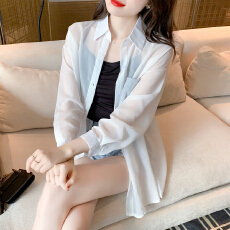 批发已出货2026春夏新款韩版简约<b class='q'>雪纺衫</b>衬衫微透防晒衣宽松长袖上衣女