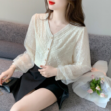批发已出货2026春装新款法式v领雪纺<b class='q'>蕾丝</b>打底衫女设计感<b class='q'>衬衫</b>上衣职业
