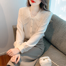 批发已出货2026春装新款法式时髦<b class='q'>娃娃领</b>长袖<b class='q'>雪纺衫女</b>洋气时尚小衫上衣