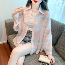 批发已出货2026夏季新款彩虹晕染微透薄款防晒衬衫防紫外线上衣外套女