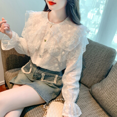 批发已出货2026春季新款重工<b class='q'>蕾丝</b>花边娃娃领衬衫设计感刺绣<b class='q'>雪纺</b><b class='q'>衫</b>上衣