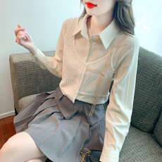 批发已出货2026春季新款<b class='q'>假两件</b>雪纺<b class='q'>衬衫</b>设计感<b class='q'>衬衣</b>洋气减龄高级感上衣