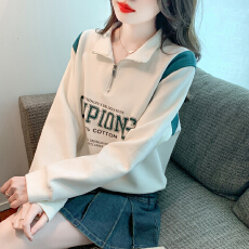 已出货2026春季新款字母印花长袖T恤卫衣宽松洋气小个子上衣外套