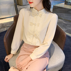 批发已出货2026春装新款新中式立领盘扣长袖雪纺衬衫气质<b class='q'>百搭</b>国风小衫