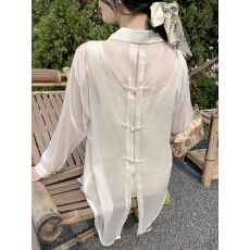 批发已出货2026春季薄款<b class='q'>长袖</b>开衫外搭<b class='q'>雪纺上衣</b>中式国风防晒衬衫外套女