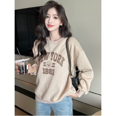 批发已出货2026春季新款ins潮宽松慵懒风卫衣印花设计感上衣外套