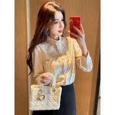 批发已出货2026春新款法式气质重工长袖<b class='q'>衬衫</b>显瘦<b class='q'>刺绣</b>立领上衣职业<b class='q'>衬衣</b>