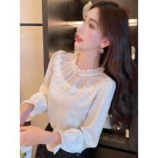 批发已出货2026春季新款气质蕾丝拼接立领衬衫别致小衫气质上衣职业装