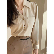 批发已出货衬衫2026春季新款法式设计感别致百搭长袖衬衣通勤<b class='q'>职业</b>上衣