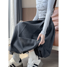 批发已出货2026春季新款高腰毛呢蓬蓬花苞裙子<b class='q'>百搭</b>气质中长半身裙