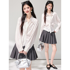 已出货2026春季新款法式缎面V领扭结衬衫高级慵懒感气质通勤上衣