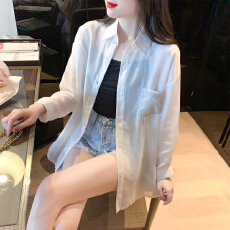 批发已出货2026春夏新款韩版简约雪纺衫衬衫微透防晒衣宽松<b class='q'>长袖</b>上衣女