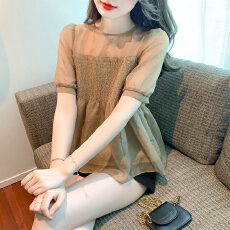 已出货2026夏季新款泡泡袖雪纺衫女温柔风显瘦收腰娃娃衫超仙上衣