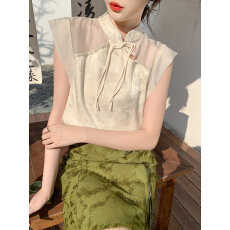 批发已出货2026夏装新款中式国风短袖雪纺衬衫女宽松气质<b class='q'>上衣</b>洋气小衫