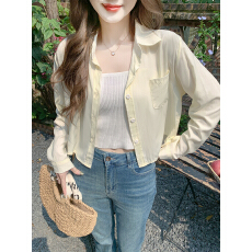 批发已出货2026夏季韩版宽松短款外套上衣<b class='q'>空调</b><b class='q'>衫</b>小个子长袖防晒衬<b class='q'>衫</b>女