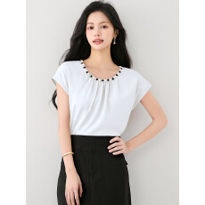 批发已出货2026夏季新款重工钉珠缎面短袖衬衫女温柔风高级感小众上衣