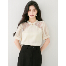 批发已出货2026新款夏装国风蕾丝醋酸<b class='q'>衬衫</b>女士<b class='q'>衬衣</b>新中式上衣短袖<b class='q'>衬衣</b>