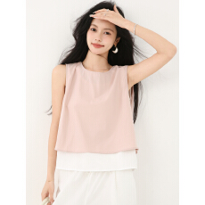 批发已出货2026夏季新款小众后背系带宽松蝴蝶结<b class='q'>假两件</b>背心无袖上衣女