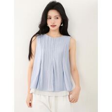 批发已出货2026夏季新款韩系<b class='q'>假两件</b>无袖<b class='q'>衬衫</b>减龄外穿百搭通勤背心上衣