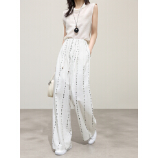 批发已出货2026夏季新款条纹<b class='q'>亚麻</b>阔腿<b class='q'>裤</b><b class='q'>松弛</b>感宽松拖地<b class='q'>裤</b>老钱风<b class='q'>裤</b>子女