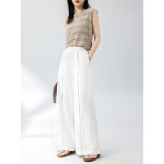 批发已出货2026夏季新款百搭时尚镂空<b class='q'>亚麻</b><b class='q'>阔腿裤</b>女松弛感休闲<b class='q'>裤</b>拖地<b class='q'>裤</b>