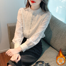 批发已出货加绒加厚立领蕾丝打底衫女内搭秋冬装2026新款洋气小衫上衣