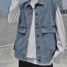 批发<b class='q'>牛仔</b><b class='q'>马甲</b>情侣款2025年春秋新款大码工装<b class='q'>背心</b>无袖坎肩叠穿<b class='q'>马甲</b>外套