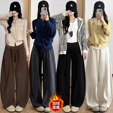 批发<b class='q'>孕妇</b><b class='q'>秋冬季</b>加绒灯芯绒休闲阔腿裤新款<b class='q'>显瘦</b>糯米弯刀裤