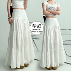 批发有内衬2026孕妇新款半身裙设计感拼接无托腹长款半身裙百搭蛋糕裙