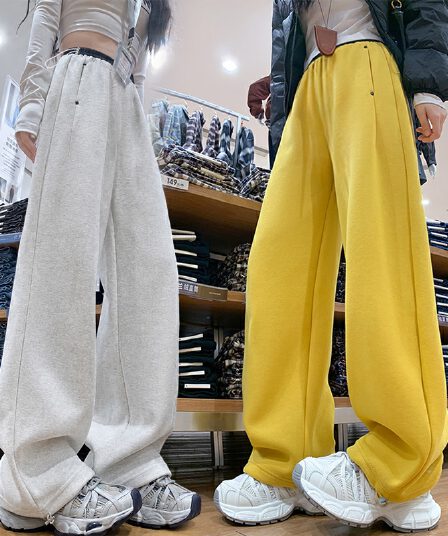 새로운 가을 아메리칸 둘 착용 임산부 바지 외출용 좁은 에디션 와이드 레그 팬츠 모통이 칼 바지 슬림해 보이는 웨이 바지 캐주얼 바나나 바지