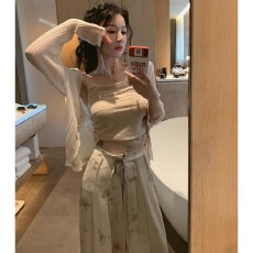 批发大moss 百搭时尚通勤针织开衫外套女防晒衫设计百搭春秋短款上衣