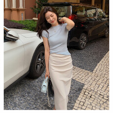 批发Lazy zoe 高阶扬子纱无缝轻柔短袖 圆领羊毛<b class='q'>打底衫</b>夏季凉爽T恤