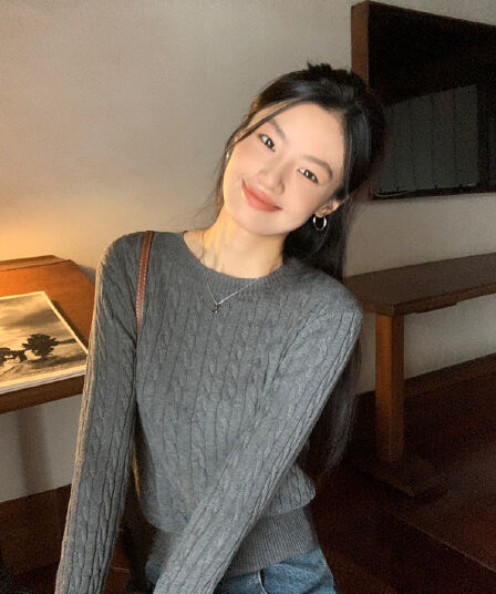 pusumede 느긋한 추가 점수 항목 꽈배기 스웨터 니트 스웨터 쇼트 스타일 허리 수축 인사이드 가져 가라. 라운드 넥 풀오버 맨위 여성