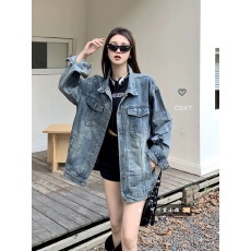 批发美式甜酷风牛仔长袖外套女夏季新款复古BF翻领时尚百搭外搭上衣潮