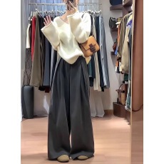 批发高级感气质休闲西装裤女2025春季新款韩版时尚高腰垂感阔腿长裤子