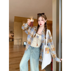 批发曾小咸8/25-8/27叠加限时两件8折韩系撞色设计衬衫+花朵背心