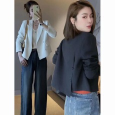 批发<b class='q'>小西装</b>外套女2024外穿新款韩版高级感小个子短款休闲黑色西服上衣