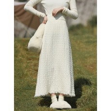 批发褶皱a字<b class='q'>长裙</b>女士气质针织半身裙小个子2023秋冬新款 显瘦小众裙子