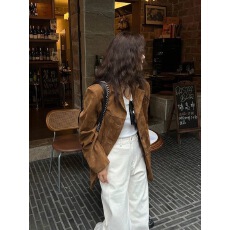 批发港味复古西装外套女气质高级感2025秋季新款宽松韩版麂皮绒西服潮