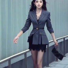 批发千金感气质性感收腰<b class='q'>西装</b>外套<b class='q'>蕾丝</b>半裙女装2025秋冬新款网红两件套