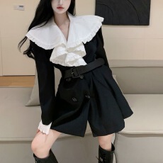 批发法式宫廷风连衣裙网红<b class='q'>西装</b>小外套设计感早秋新款小西服荷叶边洋装