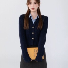 批发2025学生装<b class='q'>假两件</b>polo领针织毛衣女秋冬季新款英伦学院风修身上衣