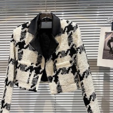 批发网红同款2025秋加棉加厚小众款领口撞色粗花呢格子<b class='q'>西服</b>短外套女