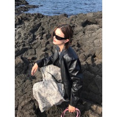 批发美式<b class='q'>短</b>款翻领PU皮衣<b class='q'>外套女</b>今年流行秋季高级感黑色机车服夹克上衣