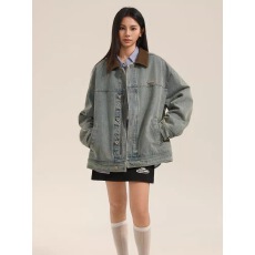 批发水洗做旧复古牛仔外套早秋款宽松潮牌巴恩风男女情侣装长袖<b class='q'>夹克</b>