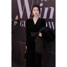 批发赫本风高级感生日聚会晚<b class='q'>礼服</b>女秋冬款宴会气质名媛黑色丝绒连衣裙