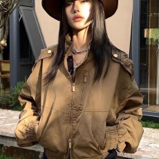 批发美式复古立领夹克男女早秋宽松显瘦辣妹机车服百搭情侣款<b class='q'>外套</b>