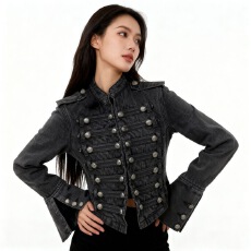 批发高级感小众短款牛仔外套女秋季新款美式穿搭正肩修身显瘦夹克上衣